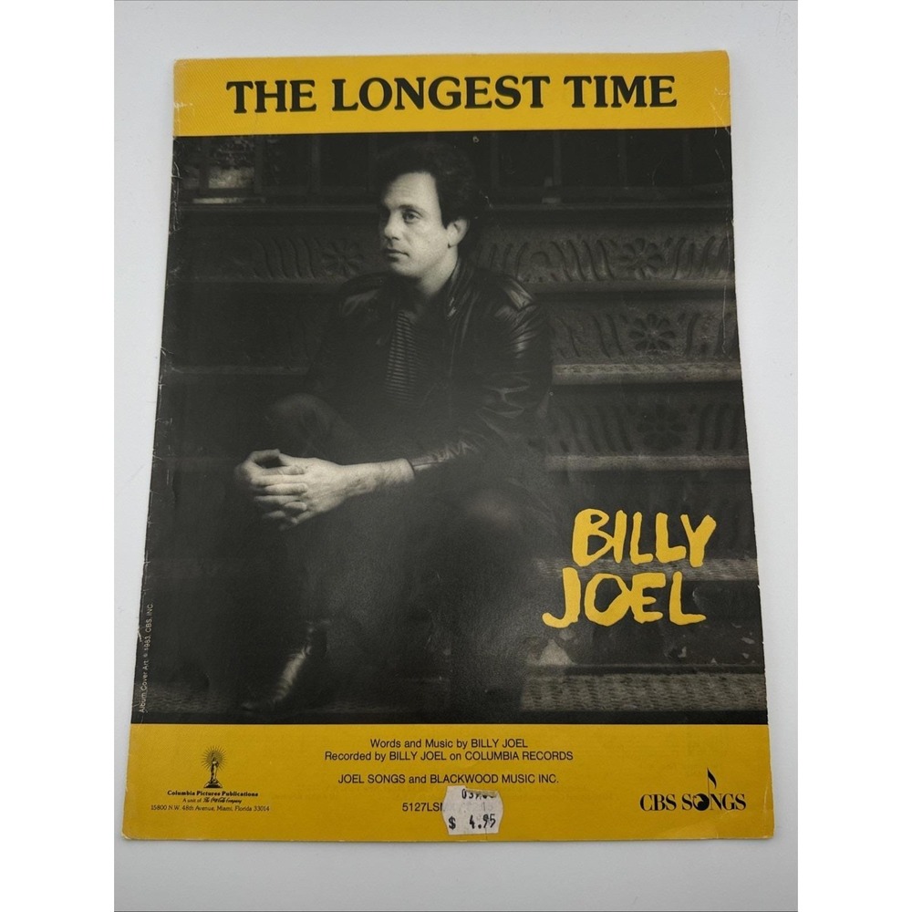 Vintage Billy Joel The Longest Time Sheet Music 1983 Piano Vocal Guitar Columbia